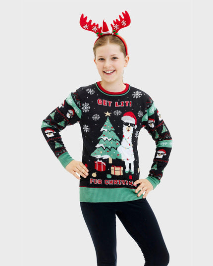 Get Lit Llama Christmas Sweater - Women