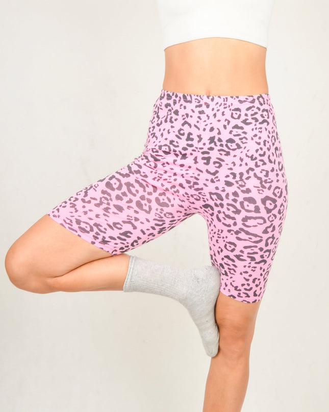 Radlerhose - Loungewear in Pink Leopard