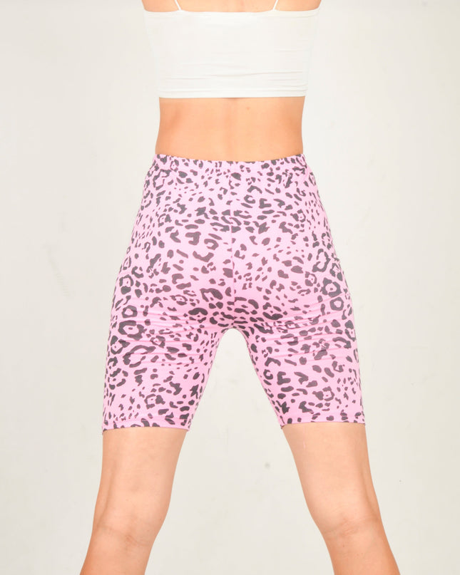 Radlerhose - Loungewear in Pink Leopard