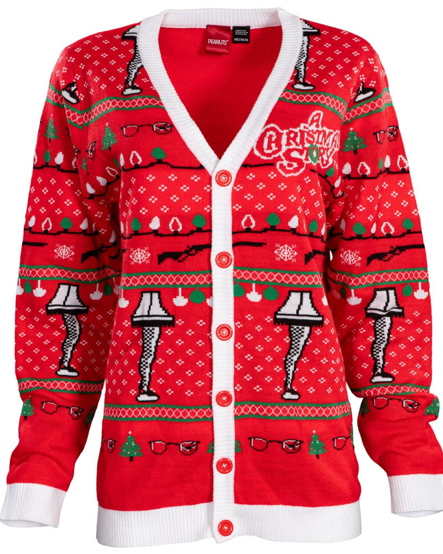 Weihnachtsgeschichte: Beinlampe, Strickjacke mit Knöpfen