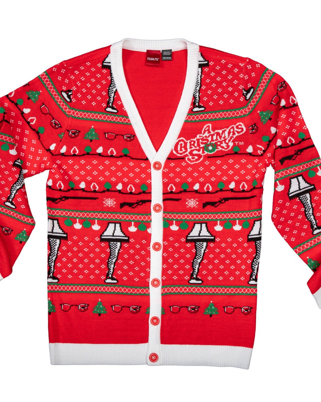 Weihnachtsgeschichte: Beinlampe, Strickjacke mit Knöpfen