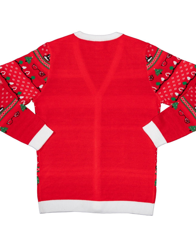 Weihnachtsgeschichte: Beinlampe, Strickjacke mit Knöpfen