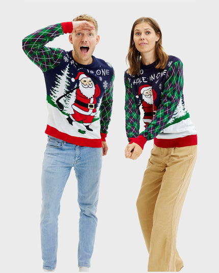 Hässlicher Weihnachtspullover für Damen mit Lichterkette – Ho Ho Hole In One