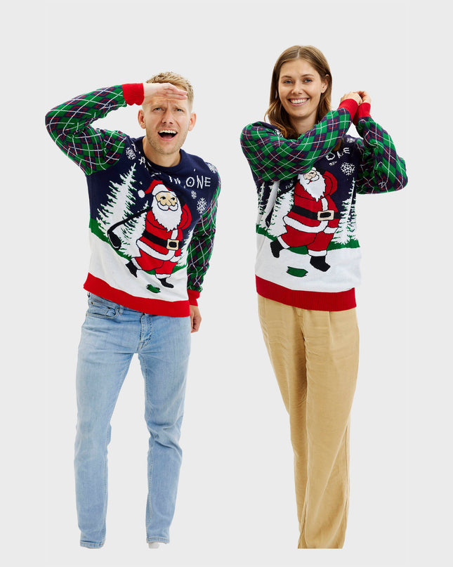 Hässlicher Weihnachtspullover für Damen mit Lichterkette – Ho Ho Hole In One