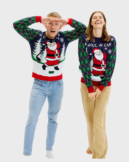 Hässlicher Weihnachtspullover für Damen mit Lichterkette – Ho Ho Hole In One