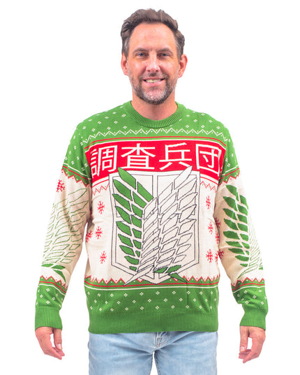 Attack on Titan Kanji and Swords Ugly Sweater