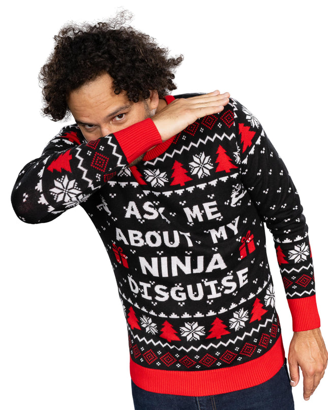 Ask Me About My Ninja Disguise Christmas Sweater