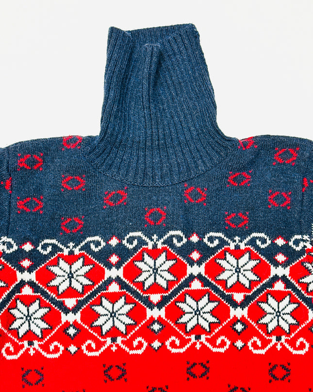 Vintage-Weihnachtspullover – gemusterter Rollkragenpullover