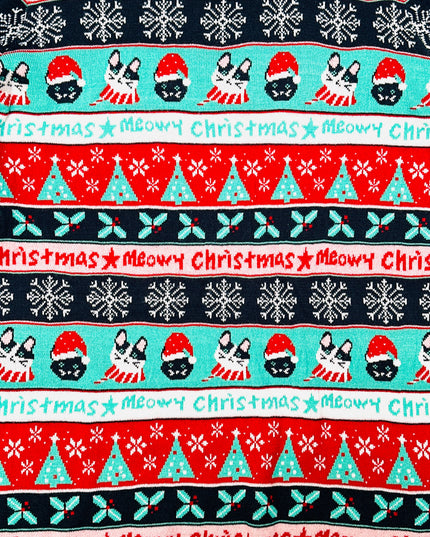 Vintage-Weihnachtspulloverkleid – Katzenweihnacht