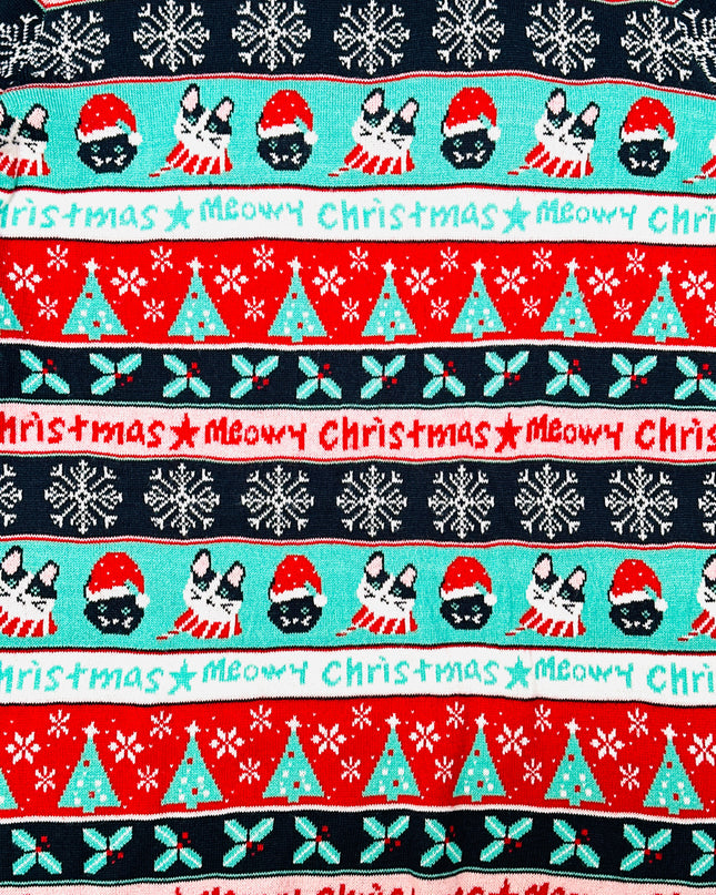 Vintage-Weihnachtspulloverkleid – Katzenweihnacht