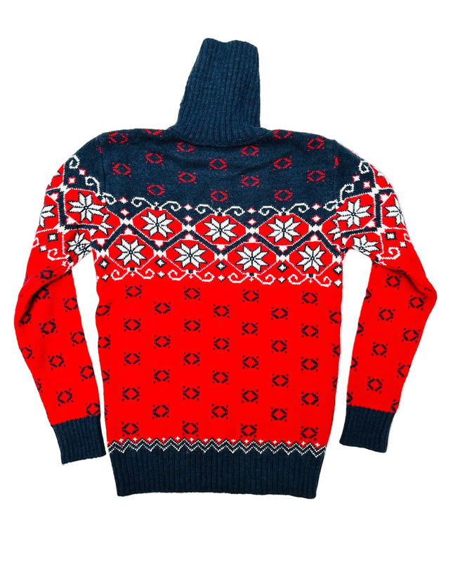 Vintage-Weihnachtspullover – gemusterter Rollkragenpullover