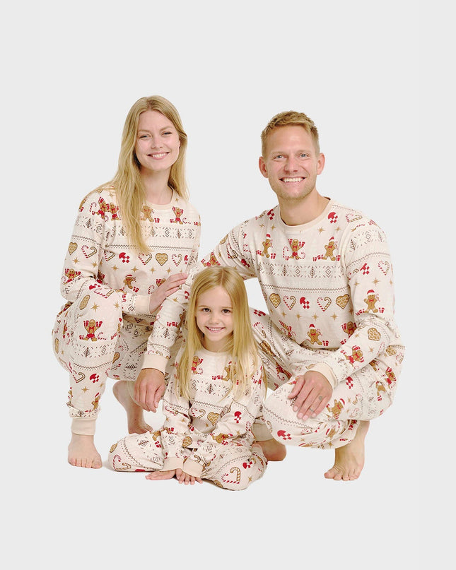 Weihnachtsplätzchen-Pyjama in Beige für Herren - Familienstil