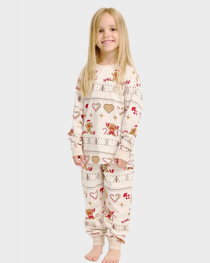 Weihnachtsplätzchen-Pyjama in Beige für Kinder - Familienstil
