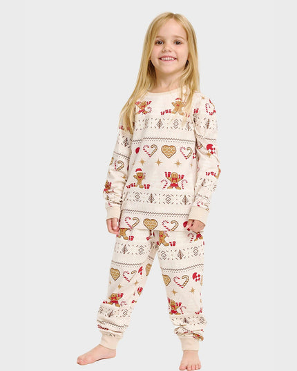 Weihnachtsplätzchen-Pyjama in Beige für Kinder - Familienstil