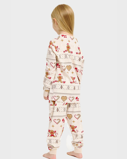 Weihnachtsplätzchen-Pyjama in Beige für Kinder - Familienstil