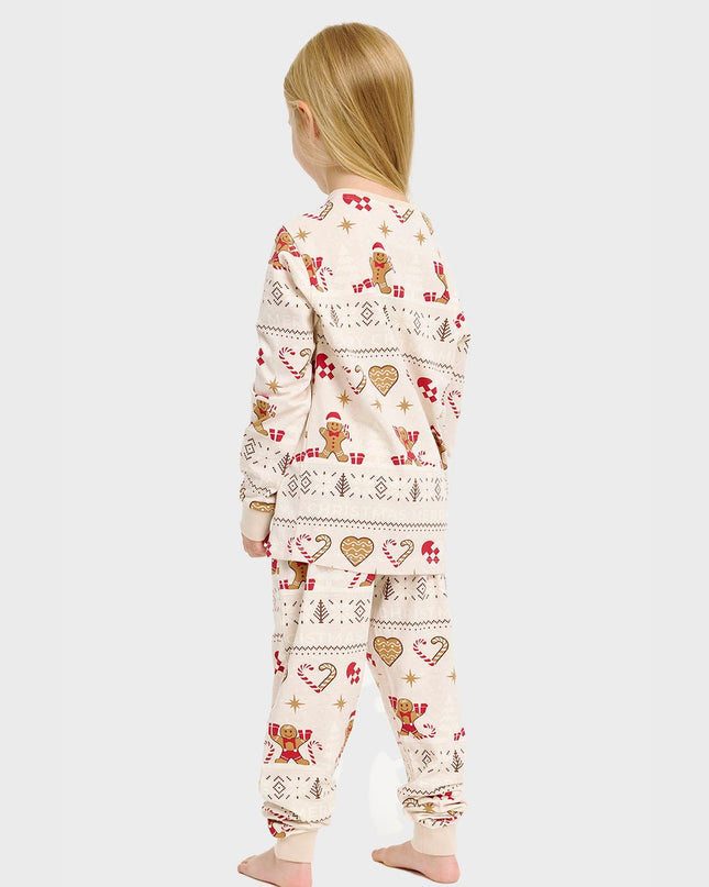 Weihnachtsplätzchen-Pyjama in Beige für Kinder - Familienstil