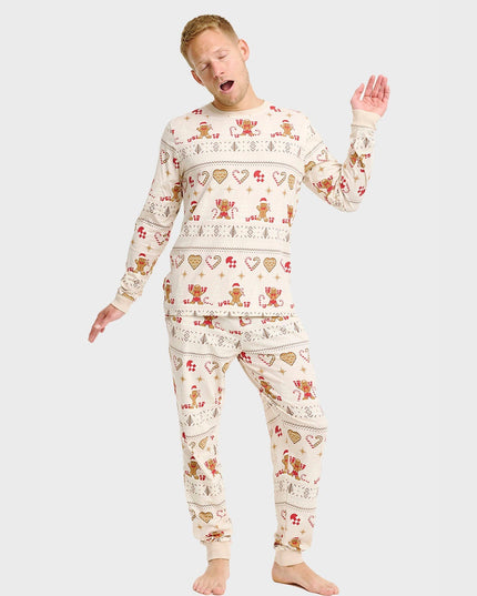 Weihnachtsplätzchen-Pyjama in Beige für Herren - Familienstil