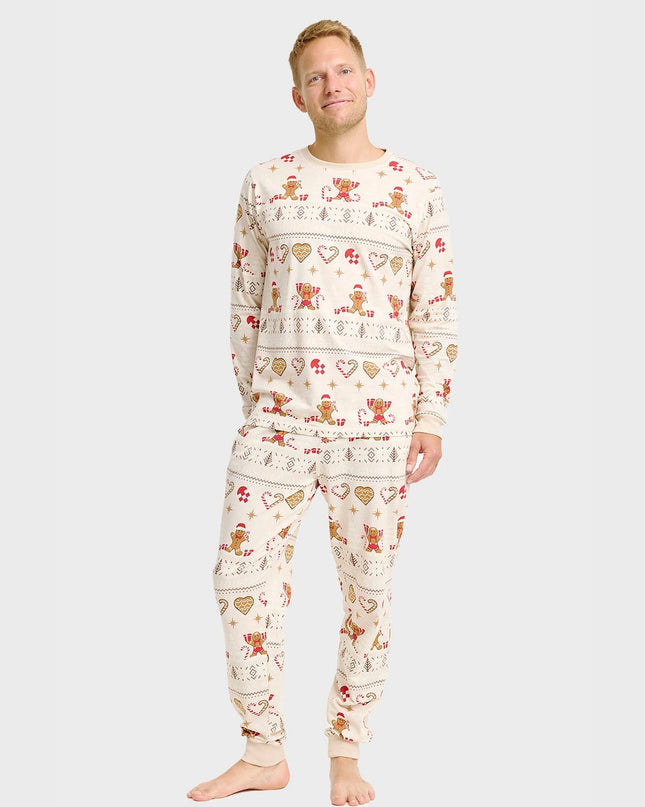 Weihnachtsplätzchen-Pyjama in Beige für Herren - Familienstil