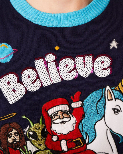 Herren-Weihnachtspullover „Believe“