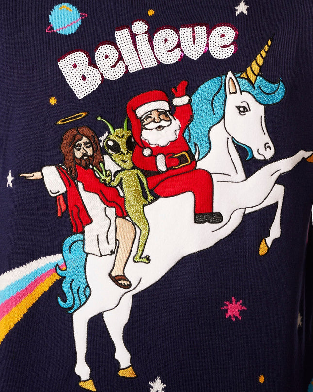 Herren-Weihnachtspullover „Believe“