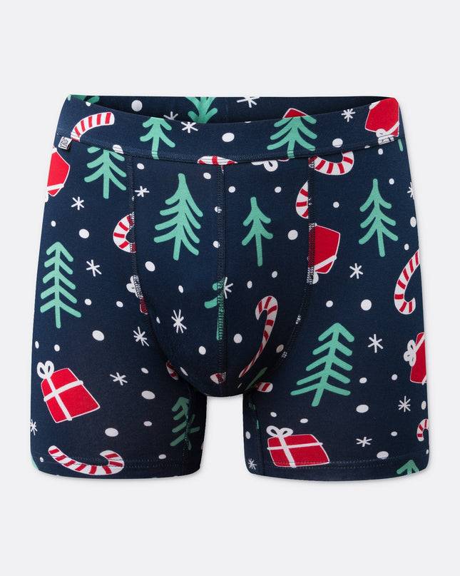 Boxershorts mit blauem Weihnachtsmuster