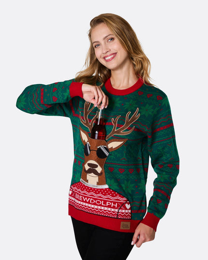 Women's Brewdolph Christmas Sweater for a Playful Twist