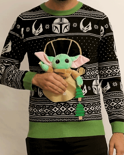 Women's Star Wars Baby Yoda Forces Trees Christmas Sweater