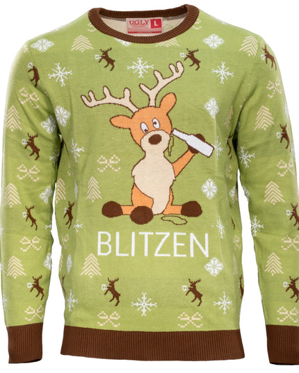 Blitzen Drunk Funny Adult Ugly Christmas Sweater