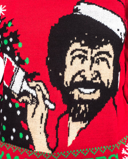 Bob Ross Pullover „Fröhliche kleine Weihnachtsbäume“