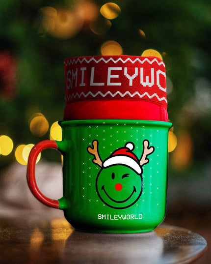 Red Christmas Boxers for Men with Smile and Mug