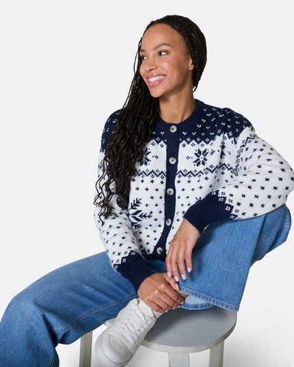 Women's Blue Christmas Cardigan