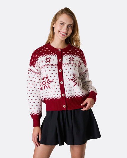 Roter Weihnachtsstrickpullover für Damen