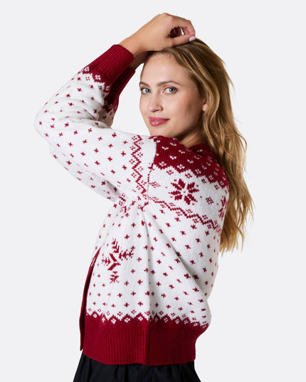 Roter Weihnachtsstrickpullover für Damen