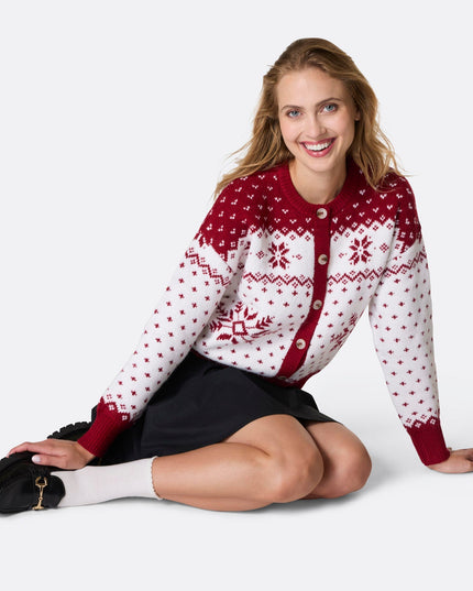 Roter Weihnachtsstrickpullover für Damen