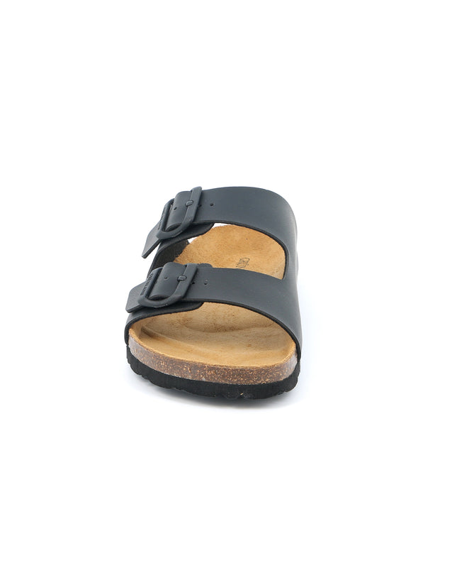 Grünland Black-Black Double Strap Men's Slippers