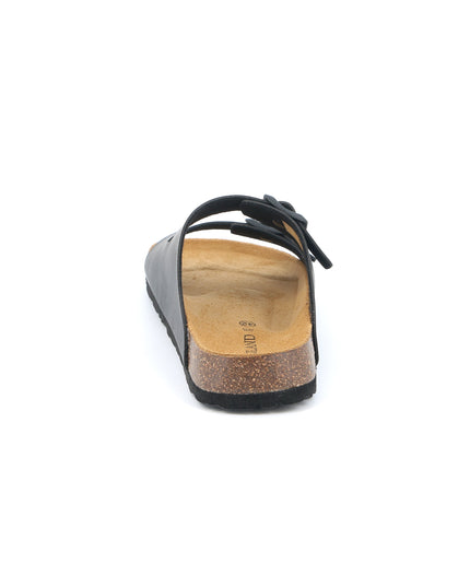 Grünland Schwarze Herren-Slipper mit Doppelriemen