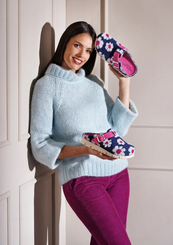 Grünland HATE Damenhausschuhe – Blau | Gemütlich und stilvoll für Weihnachten