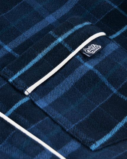 Weihnachtspyjamas aus blauem Flanell für Kinder