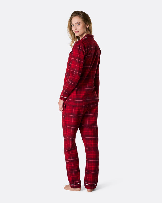 Weihnachtspyjama aus rotem Flanell für Damen
