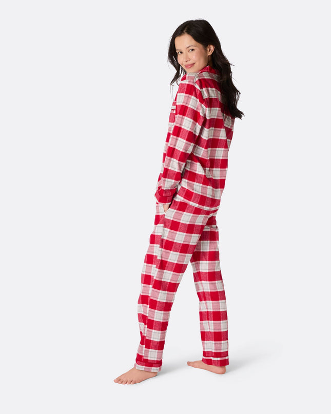 Weihnachtspyjama aus rotem Flanell für Damen