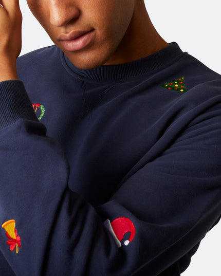 Blauer College-Weihnachtspullover für Herren