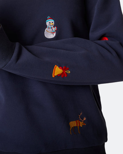 Blauer College-Weihnachtspullover für Damen