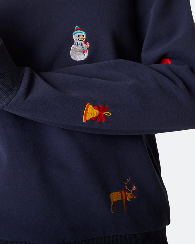 Blauer College-Weihnachtspullover für Damen