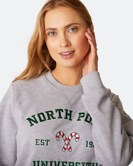 Women's North Pole University Sweatshirt for Festive Spirit