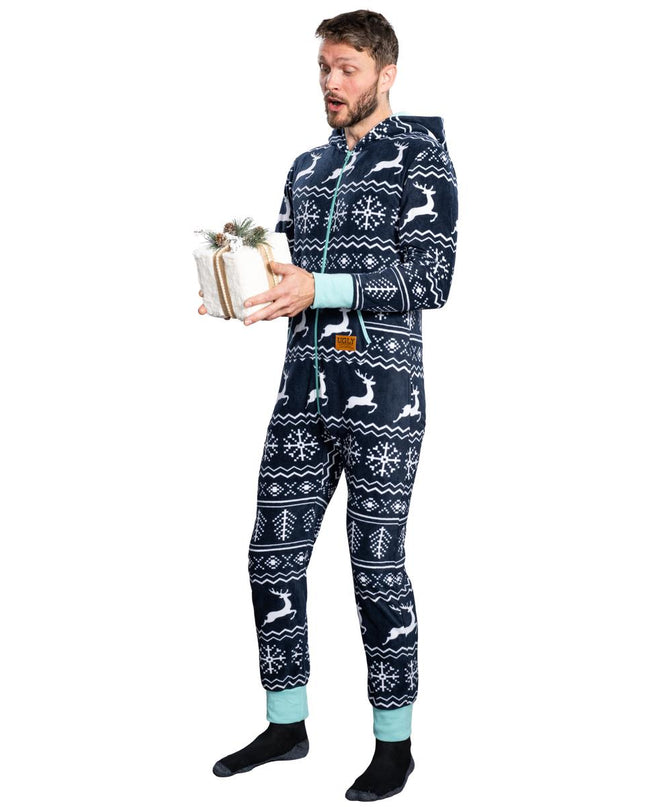 Hässlicher Weihnachtspullover Fair Isle Erwachsenen-Einteiler Pyjama