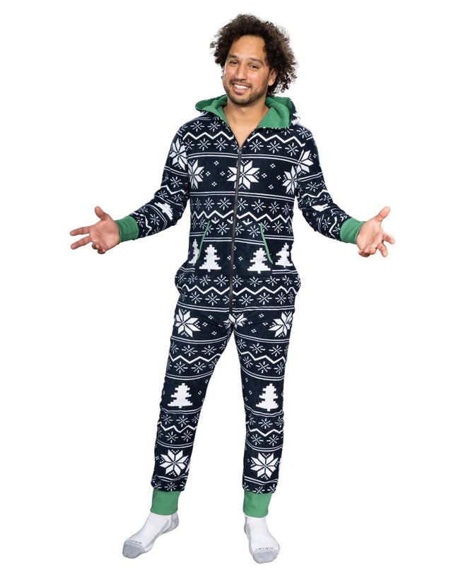 Hässlicher Weihnachtspullover Fair Isle Erwachsenen-Einteiler Pyjama