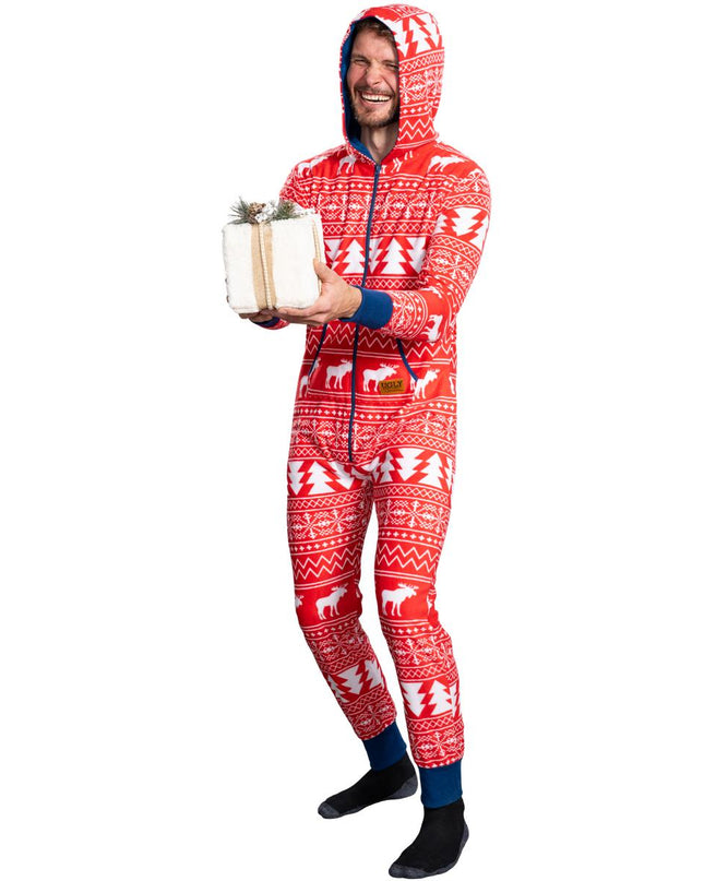 Hässlicher Weihnachtspullover Fair Isle Erwachsenen-Einteiler Pyjama