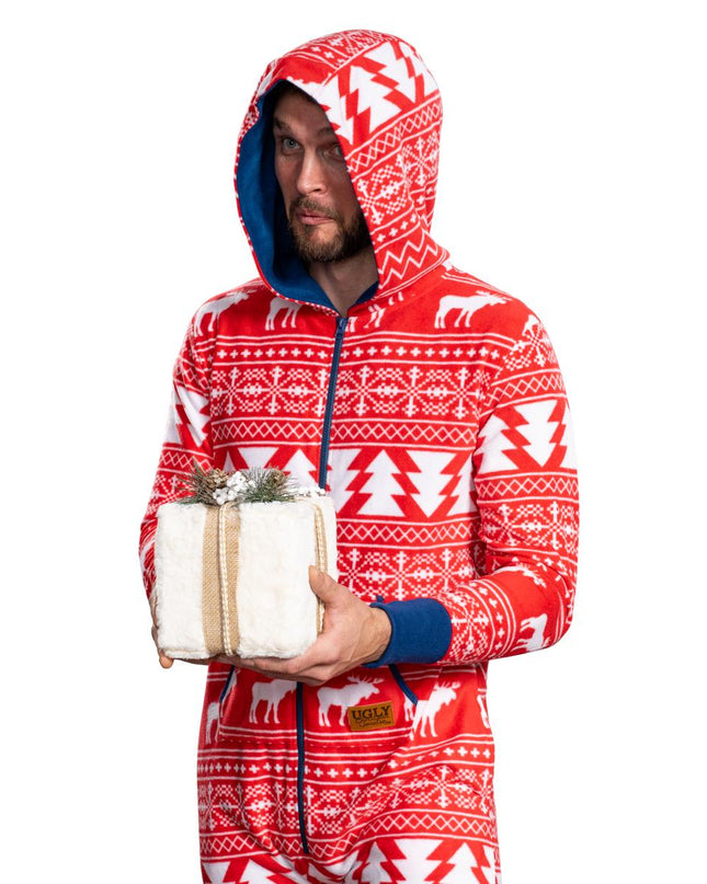 Hässlicher Weihnachtspullover Fair Isle Erwachsenen-Einteiler Pyjama
