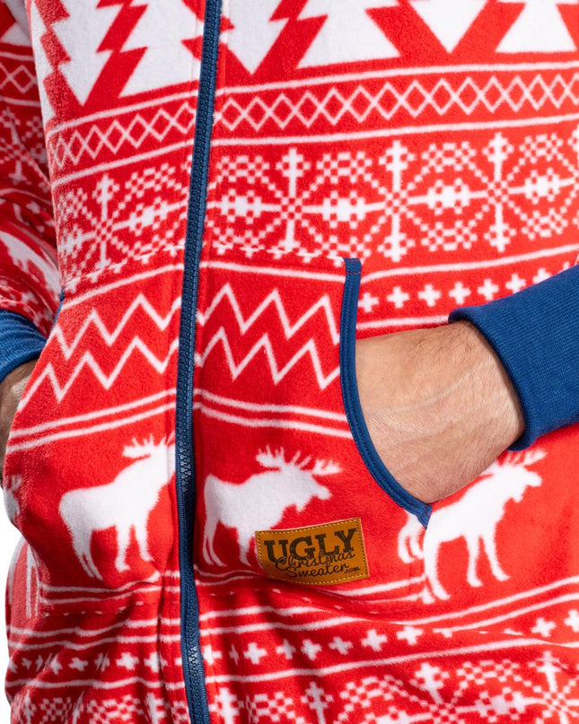 Hässlicher Weihnachtspullover Fair Isle Erwachsenen-Einteiler Pyjama