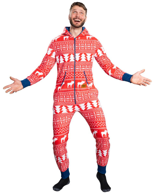 Hässlicher Weihnachtspullover Fair Isle Erwachsenen-Einteiler Pyjama